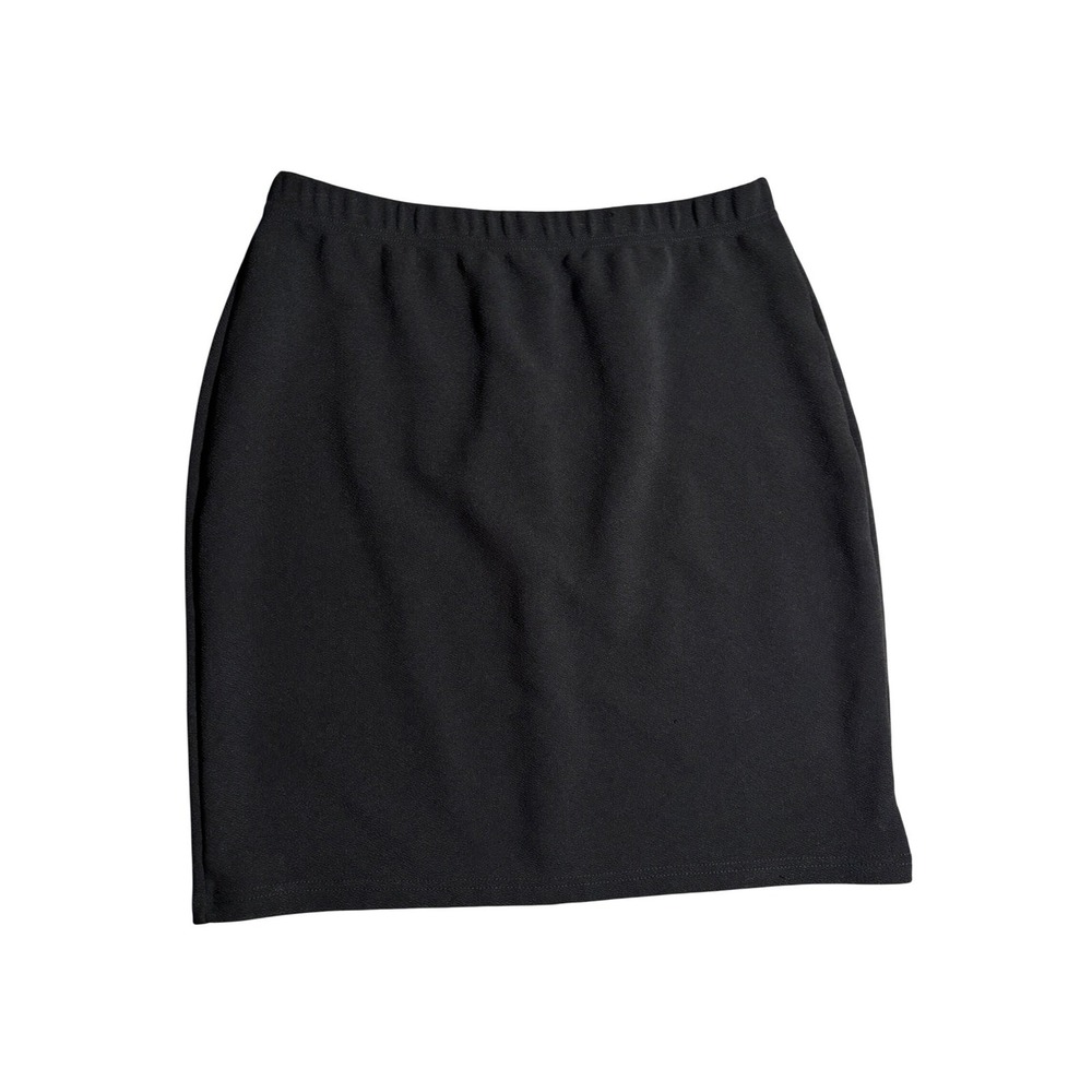 Curve Black Mini‎ Skirt Elastic Waist Bodycon Textured Solid Size 0XL Whimsigoth